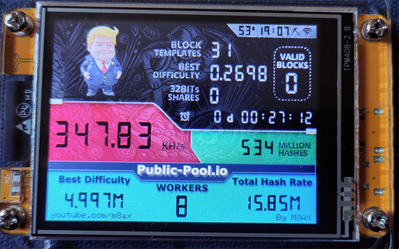 NerdMiner V2 - TRUMP VERSION - ESP32-2432S028R